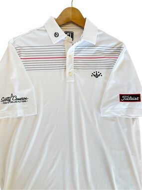 Scotty Cameron FootJoy Titleist Circle T 7 Point Crown Rare White Polo Men’s L